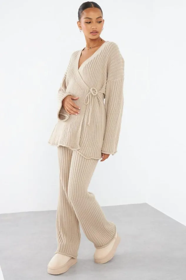 Women Ensemble 2 Pices Gilet Crois Pantalon Beige Fonc En Maille Darkbeige Brentiny Paris Cardigans Women Ensemble 2 Pices Gilet Crois Pantalon Beige Fonc En Maille Darkbeige Brentiny Paris Cardigans