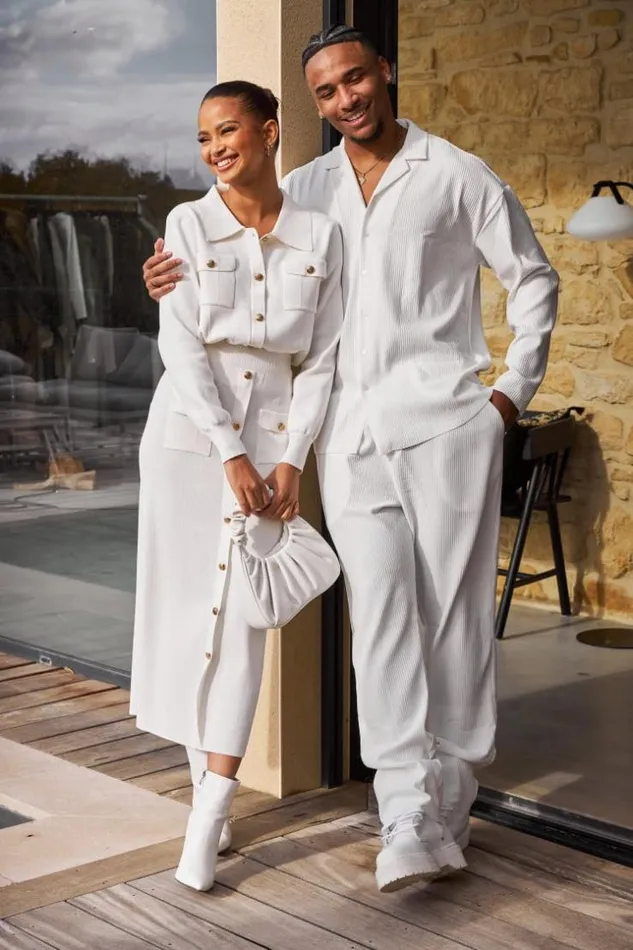 Women Ensemble 2 Pices Gilet Jupe Moulant Blanc White Brentiny Paris Sets With Top Bottoms