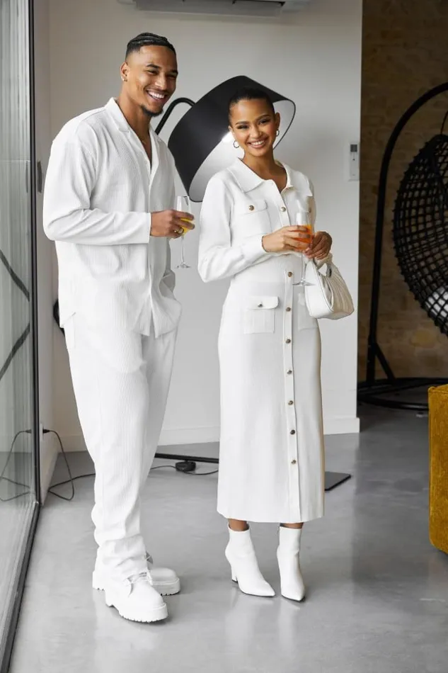 Women Ensemble 2 Pices Gilet Jupe Moulant Blanc White Brentiny Paris Sets With Top Bottoms