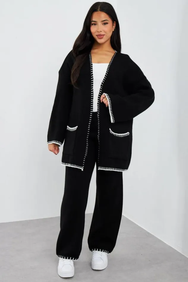 Women Ensemble 2 Pices Gilet Pantalon Noir Black Brentiny Paris White Tops