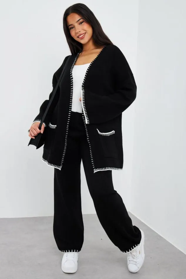 Women Ensemble 2 Pices Gilet Pantalon Noir Black Brentiny Paris White Tops
