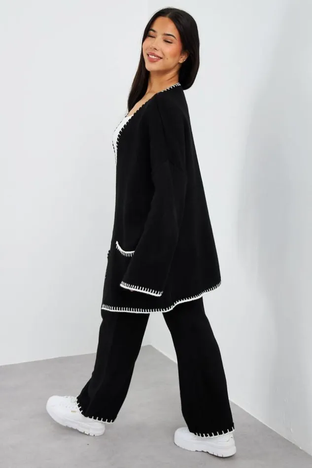 Women Ensemble 2 Pices Gilet Pantalon Noir Black Brentiny Paris White Tops