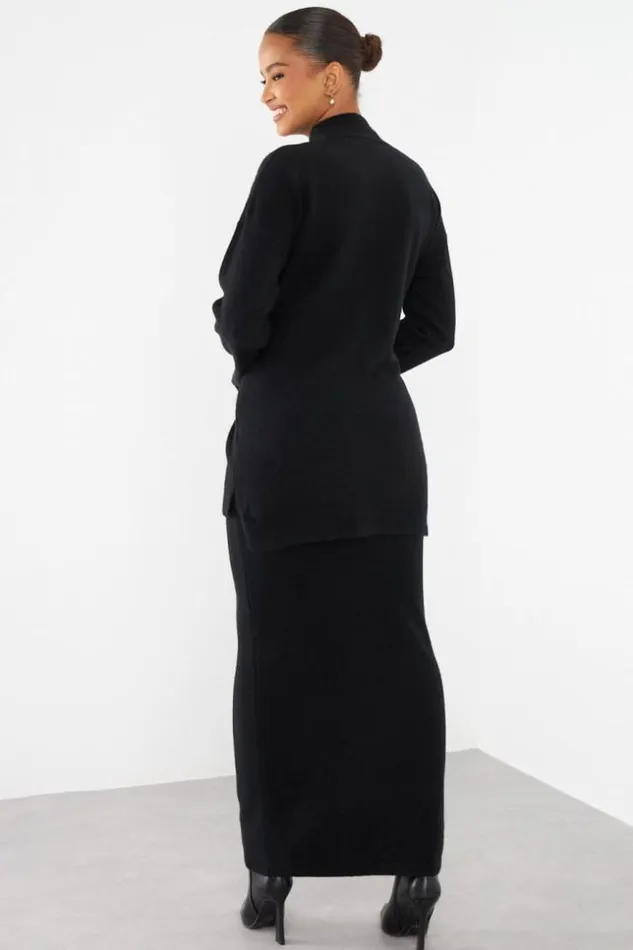 Women Ensemble 2 Pices Pull Jupe Noir Black Brentiny Paris Sets With Top Bottoms