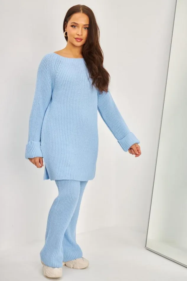 Women Ensemble 2 Pices Pull Long Pantalon En Grosses Mailles Bleu Clair Bleuclair Brentiny Paris Sweaters and Sweatshirts Women Ensemble 2 Pices Pull Long Pantalon En Grosses Mailles Bleu Clair Bleuclair Brentiny Paris Sweaters and Sweatshirts