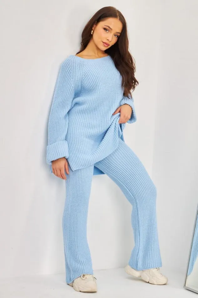 Women Ensemble 2 Pices Pull Long Pantalon En Grosses Mailles Bleu Clair Bleuclair Brentiny Paris Sweaters and Sweatshirts Women Ensemble 2 Pices Pull Long Pantalon En Grosses Mailles Bleu Clair Bleuclair Brentiny Paris Sweaters and Sweatshirts