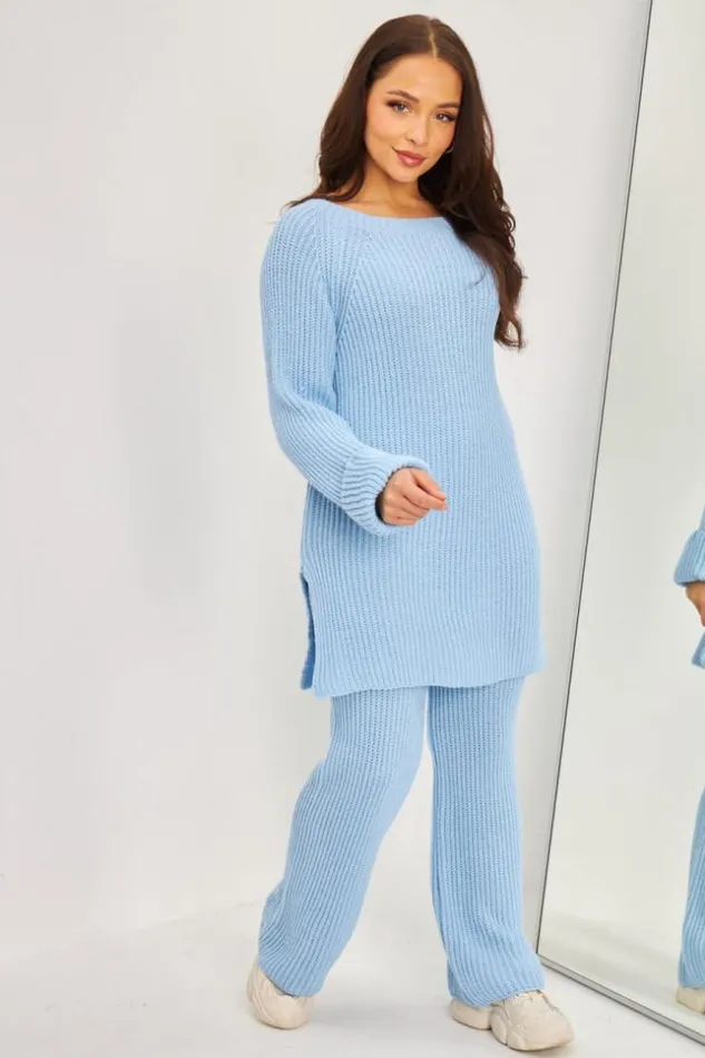Women Ensemble 2 Pices Pull Long Pantalon En Grosses Mailles Bleu Clair Bleuclair Brentiny Paris Sweaters and Sweatshirts Women Ensemble 2 Pices Pull Long Pantalon En Grosses Mailles Bleu Clair Bleuclair Brentiny Paris Sweaters and Sweatshirts