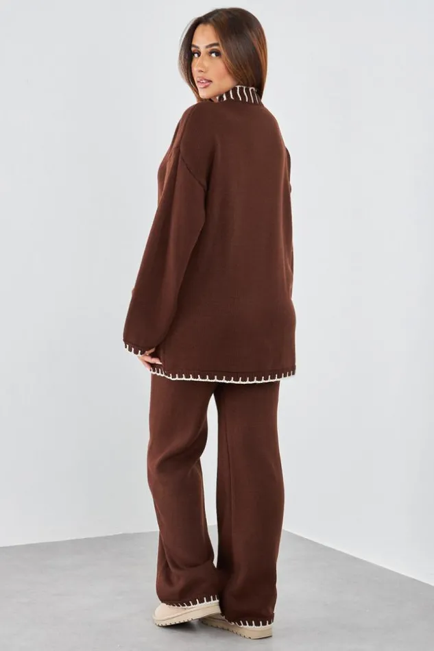 Women Ensemble 2 Pices Pull Pantalon En Laine Marron Bicolore Brown Brentiny Paris White Tops Women Ensemble 2 Pices Pull Pantalon En Laine Marron Bicolore Brown Brentiny Paris White Tops