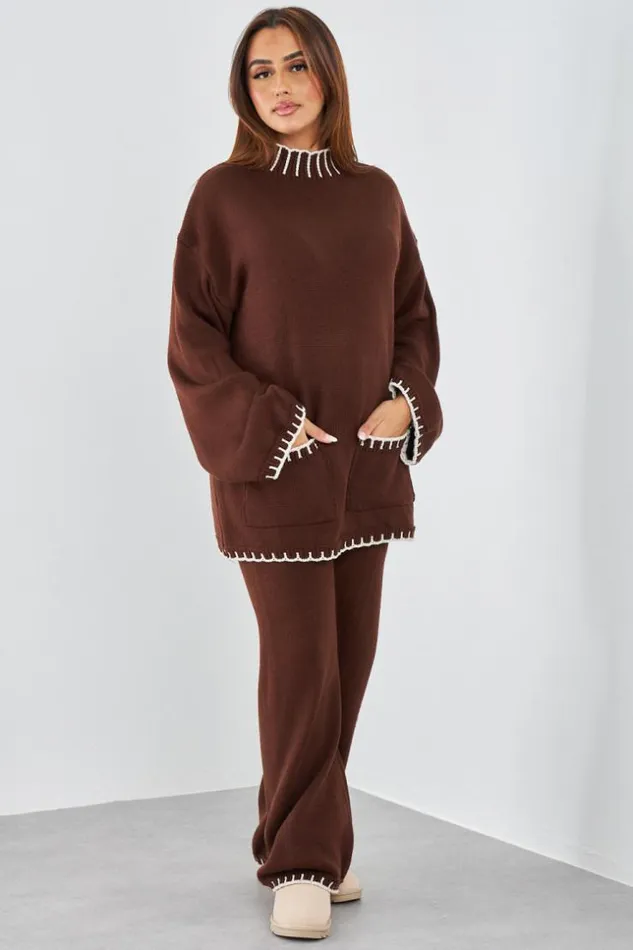 Women Ensemble 2 Pices Pull Pantalon En Laine Marron Bicolore Brown Brentiny Paris White Tops Women Ensemble 2 Pices Pull Pantalon En Laine Marron Bicolore Brown Brentiny Paris White Tops