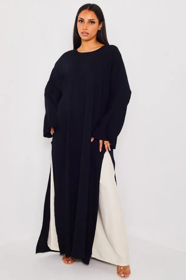 Women Ensemble 2 Pices Robe Pantalon Noir Et Beige Black Brentiny Paris Collection Ramadan Women Ensemble 2 Pices Robe Pantalon Noir Et Beige Black Brentiny Paris Collection Ramadan