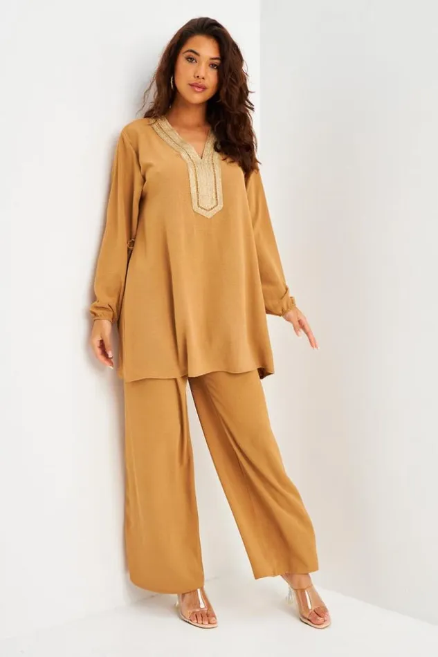 Women Ensemble 2 Pices Tunique Pantalon Camel Camel Brentiny Paris Sets With Top Bottoms Women Ensemble 2 Pices Tunique Pantalon Camel Camel Brentiny Paris Sets With Top Bottoms