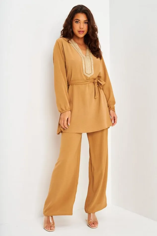 Women Ensemble 2 Pices Tunique Pantalon Camel Camel Brentiny Paris Sets With Top Bottoms Women Ensemble 2 Pices Tunique Pantalon Camel Camel Brentiny Paris Sets With Top Bottoms