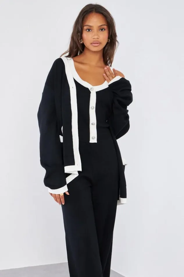 Women Ensemble 3 Pices Gilet Top Pantalon Bicolore Noir Et Blanc Brentiny Paris Sets With Top Bottoms Women Ensemble 3 Pices Gilet Top Pantalon Bicolore Noir Et Blanc Brentiny Paris Sets With Top Bottoms