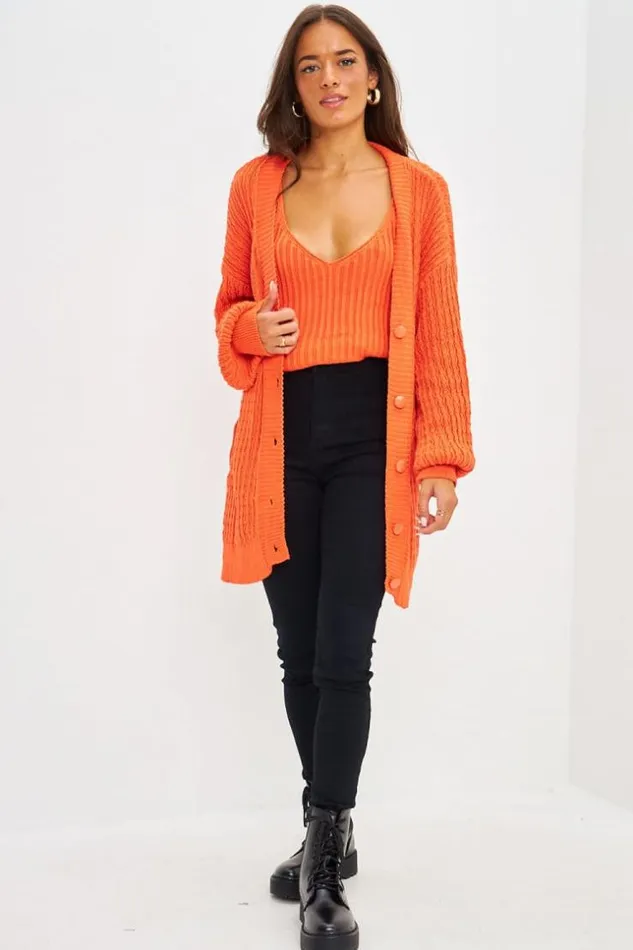 Women Ensemble Gilet Top Orange En Mailles Torsades Orange Brentiny Paris Crop Tops Women Ensemble Gilet Top Orange En Mailles Torsades Orange Brentiny Paris Crop Tops