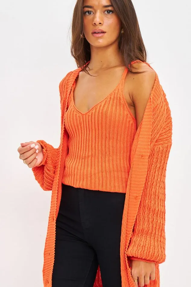 Women Ensemble Gilet Top Orange En Mailles Torsades Orange Brentiny Paris Crop Tops Women Ensemble Gilet Top Orange En Mailles Torsades Orange Brentiny Paris Crop Tops