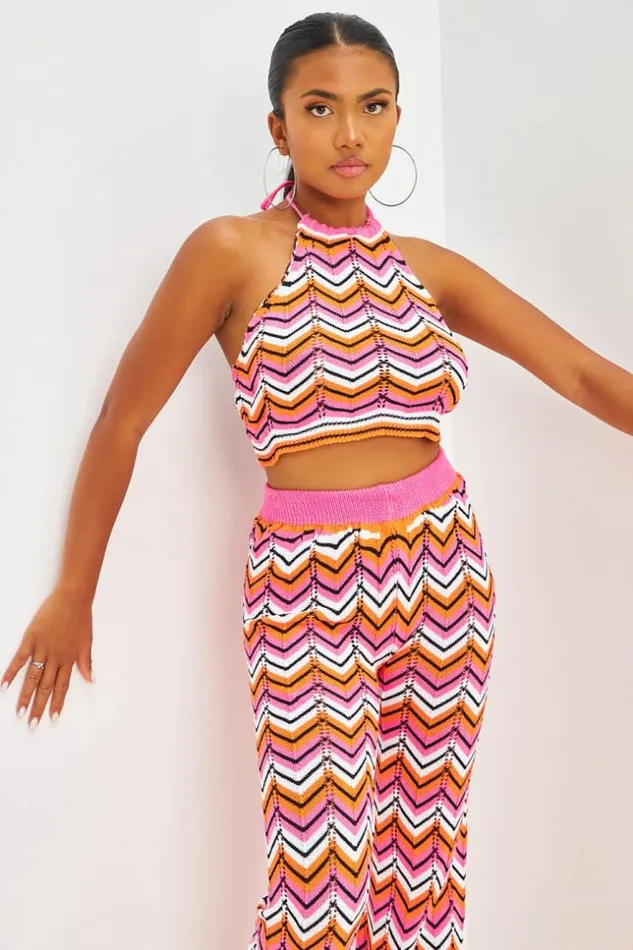 Women Ensemble Top Pantalon En Crochet Motifs Chevrons Orange Et Rose Orange Brentiny Paris Crop Tops Women Ensemble Top Pantalon En Crochet Motifs Chevrons Orange Et Rose Orange Brentiny Paris Crop Tops
