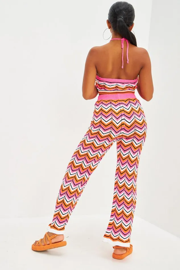 Women Ensemble Top Pantalon En Crochet Motifs Chevrons Orange Et Rose Orange Brentiny Paris Crop Tops Women Ensemble Top Pantalon En Crochet Motifs Chevrons Orange Et Rose Orange Brentiny Paris Crop Tops