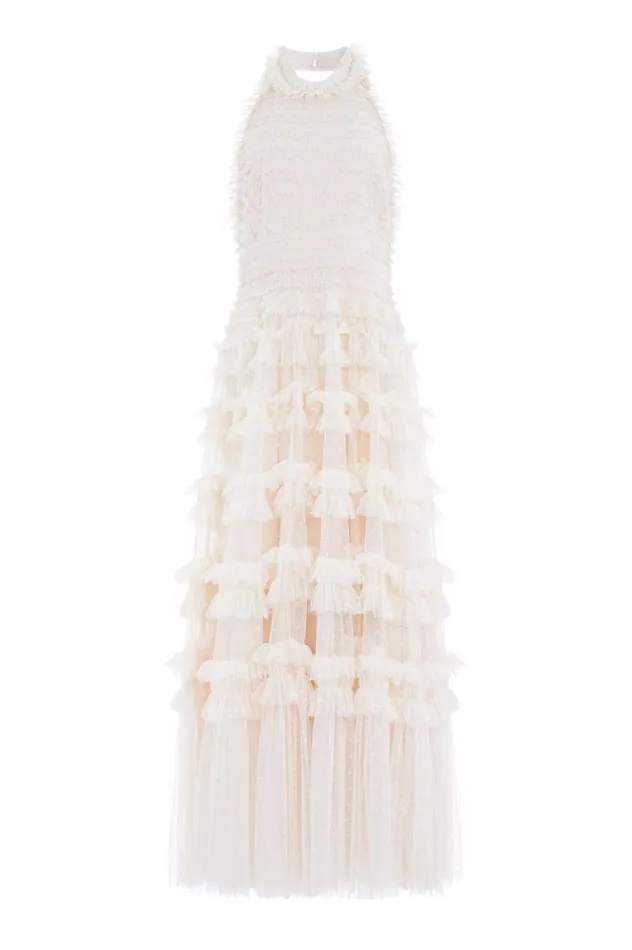 Women Evening Dresses Needle and Thread Lisette Ruffle Halter Neck Gown Champagne
