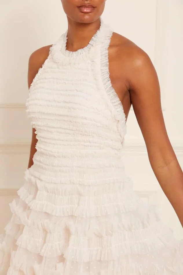 Women Evening Dresses Needle and Thread Lisette Ruffle Halter Neck Gown Champagne