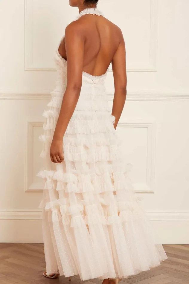 Women Evening Dresses Needle and Thread Lisette Ruffle Halter Neck Gown Champagne