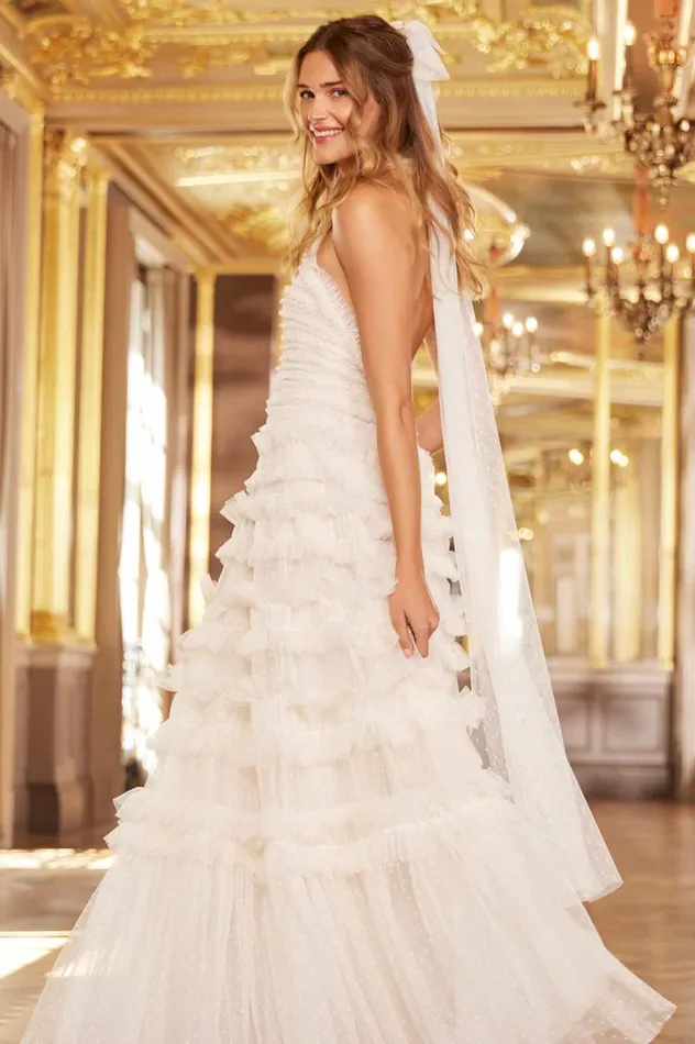 Women Evening Dresses Needle and Thread Lisette Ruffle Halter Neck Gown Champagne