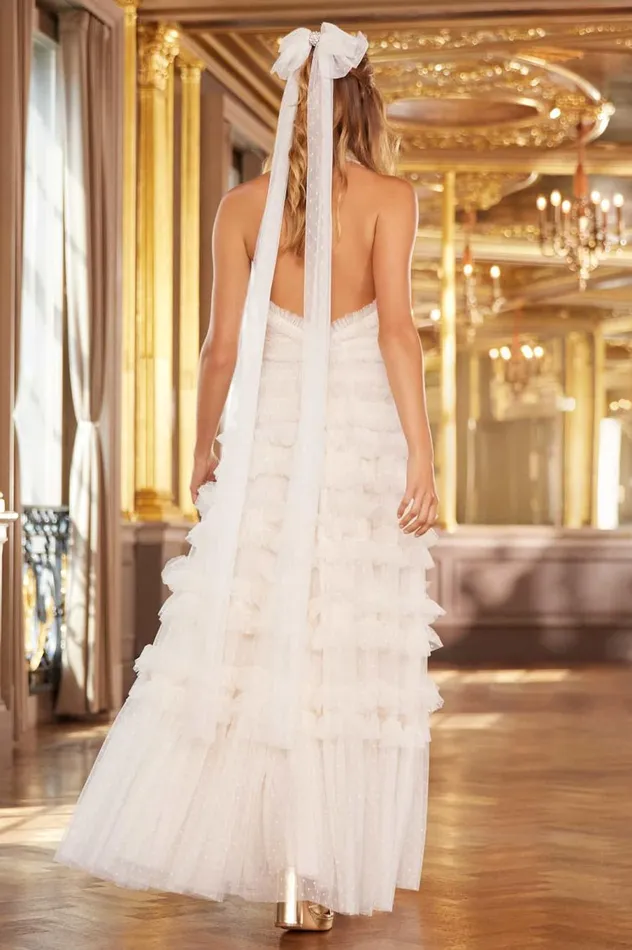 Women Evening Dresses Needle and Thread Lisette Ruffle Halter Neck Gown Champagne