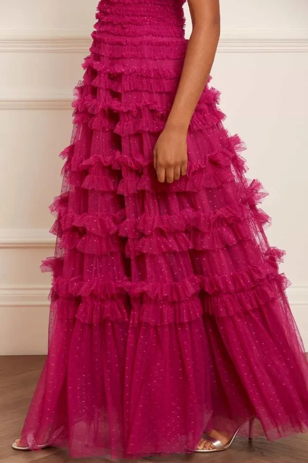 Women Evening Dresses Needle and Thread Lisette Ruffle Off Shoulder Gown Pink