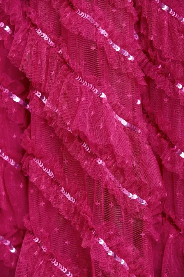 Women Evening Dresses Needle and Thread Spiral Sequin OneShoulder Ankle Gown Pink