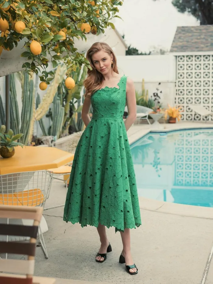 Women Every Day Dresses Mac Duggal Embroidered Floral A Line Midi Dress Spring Green
