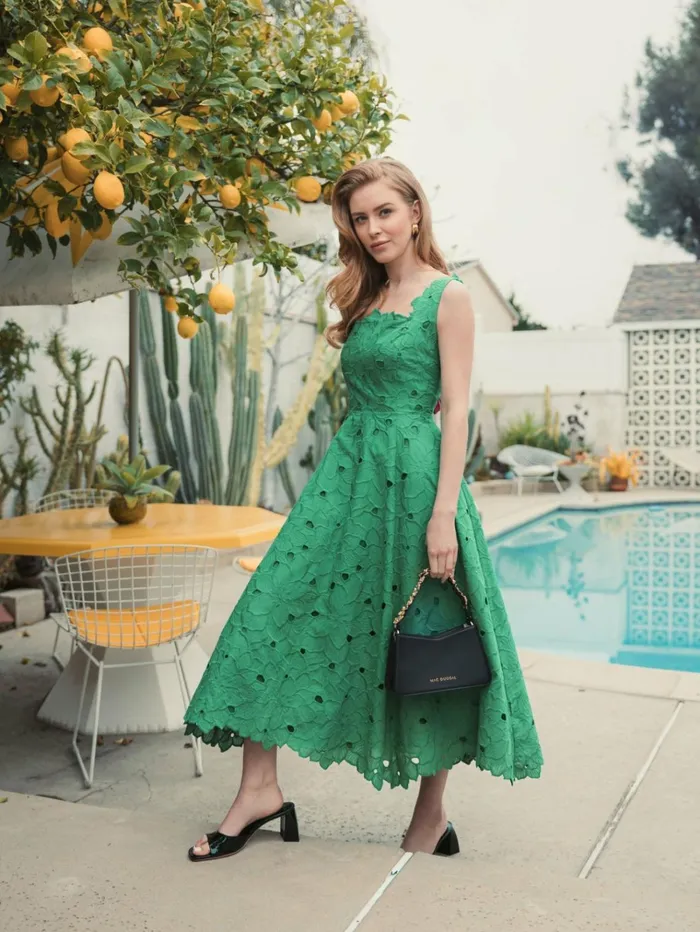 Women Every Day Dresses Mac Duggal Embroidered Floral A Line Midi Dress Spring Green