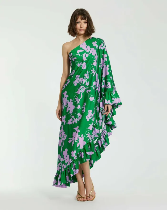 Women Every Day Dresses Mac Duggal Printed Charmeuse One Shoulder Draped Gown Green Multi Women Every Day Dresses Mac Duggal Printed Charmeuse One Shoulder Draped Gown Green Multi