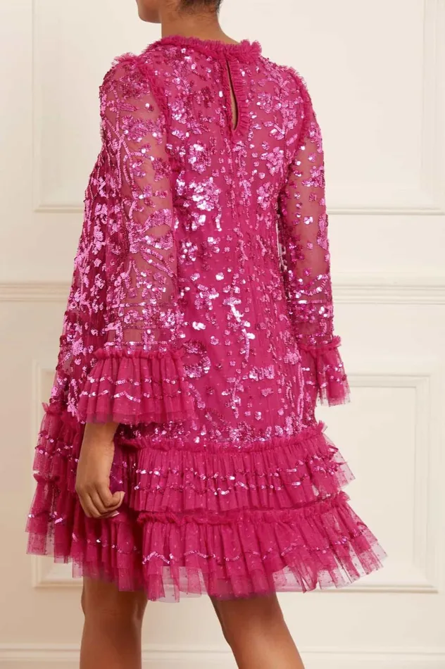 Women Exclusives Needle and Thread Celia Long Sleeve Mini Dress Pink