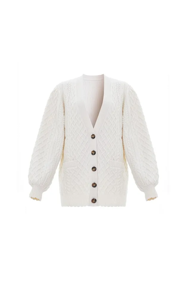 Women Exclusives Needle and Thread Elsie Cable Longline Cardigan Champagne