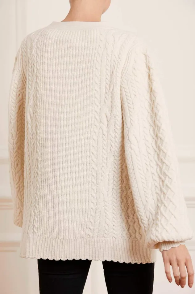 Women Exclusives Needle and Thread Elsie Cable Longline Cardigan Champagne