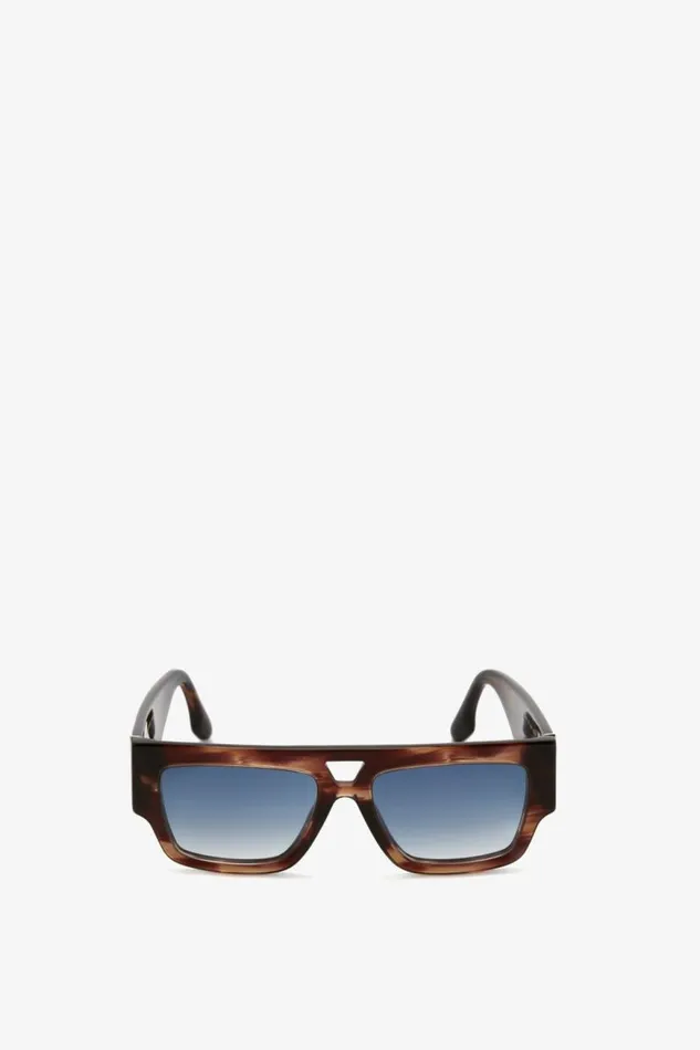 Women Eyewear Victoria Beckham V Plaque Frame Sunglasses In Dark Brown Horn