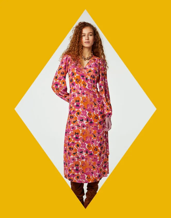 Women Fabienne Chapot Floral Wrap Dress Pink Monsoon Dresses