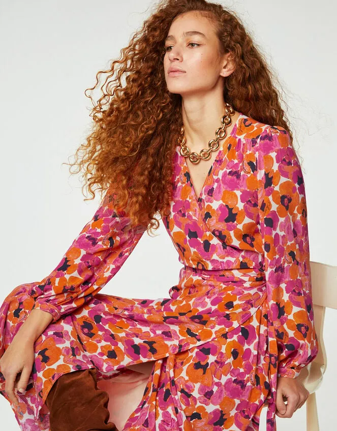 Women Fabienne Chapot Floral Wrap Dress Pink Monsoon Dresses