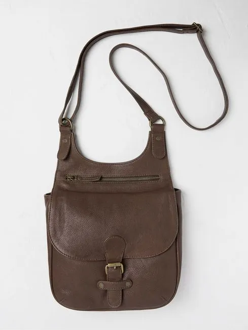 Women Fatface Bags and Wallets Anna Brown Oiled Leather Crossbody Bag