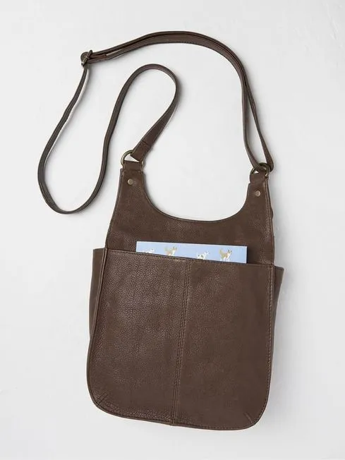 Women Fatface Bags and Wallets Anna Brown Oiled Leather Crossbody Bag