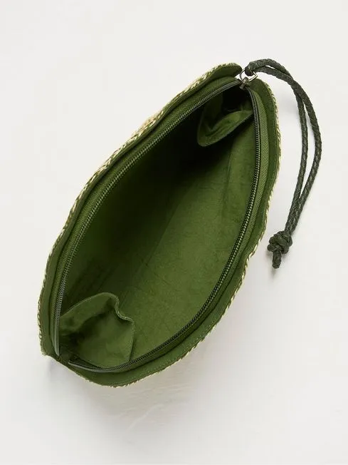 Women Fatface Bags and Wallets Green Scalloped Clutch Bag Women Fatface Bags and Wallets Green Scalloped Clutch Bag