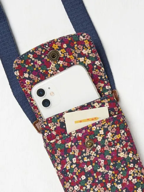 Women Fatface Bags and Wallets Purple Canvas Phone Bag Women Fatface Bags and Wallets Purple Canvas Phone Bag