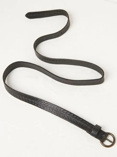 Women Fatface Belts Black Skinny Embossed Belt Women Fatface Belts Black Skinny Embossed Belt