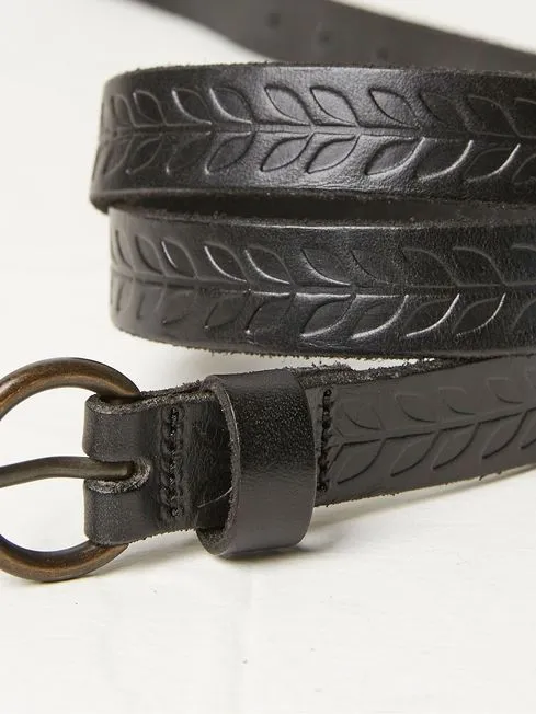 Women Fatface Belts Black Skinny Embossed Belt Women Fatface Belts Black Skinny Embossed Belt