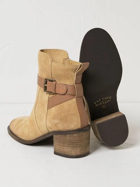 Women Fatface Boots Freya Brown Suede Block Heel Ankle Boots Women Fatface Boots Freya Brown Suede Block Heel Ankle Boots