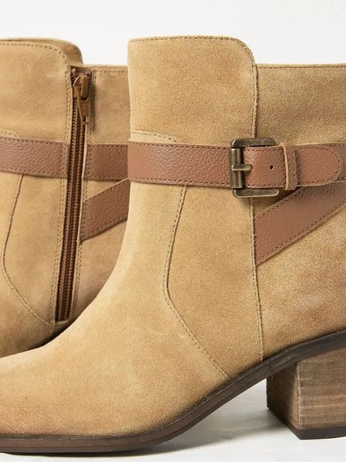 Women Fatface Boots Freya Brown Suede Block Heel Ankle Boots Women Fatface Boots Freya Brown Suede Block Heel Ankle Boots