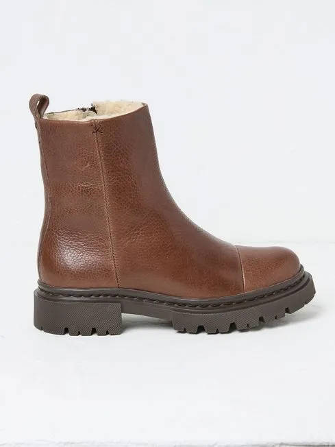 Women Fatface Boots Winslie Chocolate Brown Chunky Boots