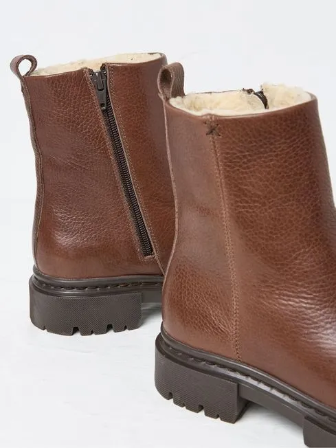 Women Fatface Boots Winslie Chocolate Brown Chunky Boots