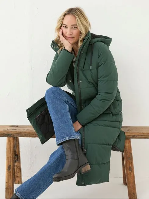 Women Fatface Coats and Jackets Harley Green Long Puffer Coat