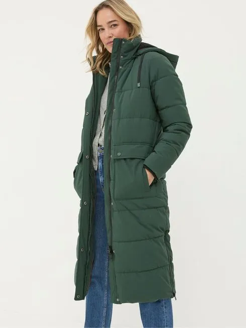 Women Fatface Coats and Jackets Harley Green Long Puffer Coat