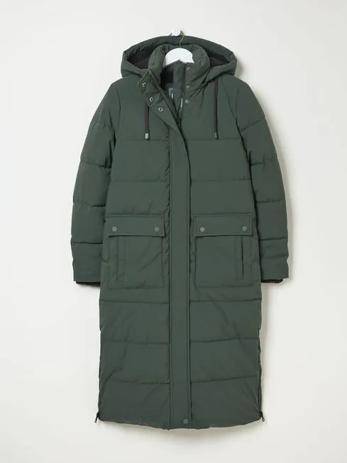 Women Fatface Coats and Jackets Harley Green Long Puffer Coat