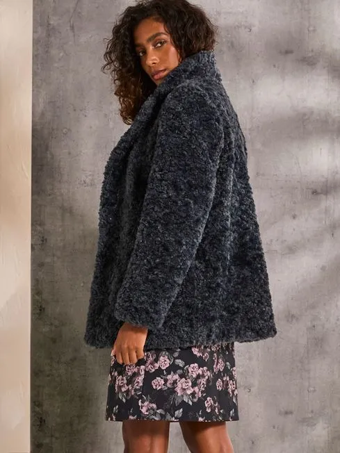 Women Fatface Coats and Jackets Maggie Blue Short Teddy Coat